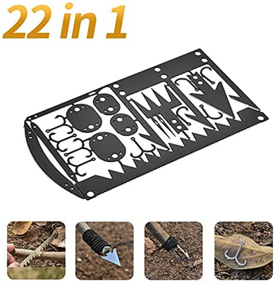 Survival MultiTool Card Sized:Bug Out Bag CampingTool: Best Multitool for Camping and Wilderness Survival Preppers Gear; Fishing Camping Hiking Hunting Emergency Kit