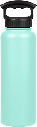 FIFTY/FIFTY Double Wall Vacuum Insulated Water Bottle, Stainless Steel, Wide Mouth with Three Finger Cap