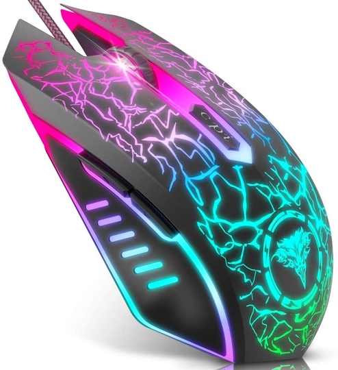 Gaming Mouse Wired, USB Optical Computer Mice with RGB Backlit, 4 Adjustable DPI Up to 3600, Ergonomic Gamer Laptop PC Mouse with 6 Programmable Buttons for Windows 7/8/10/XP Vista Linux