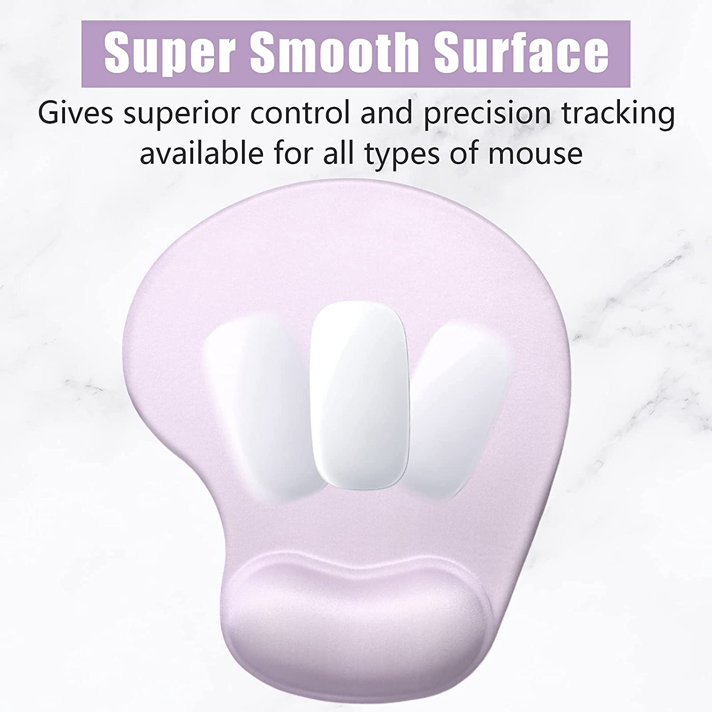 Hsurbtra Ergonomic Mouse Pad with Wrist Rest Support, Gel Mouse Pads with Non-Slip PU Base, Pain Relief Memory Foam Mousepad for Laptop PC, Cute Office Supplies Desk Decro Accessories Vanilla Purple
