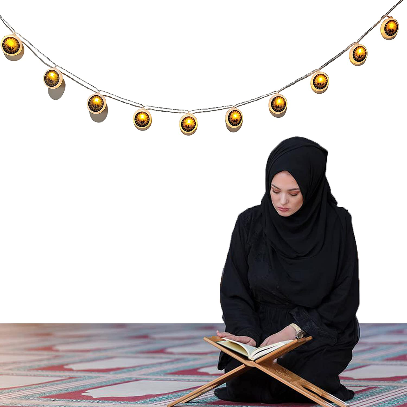 Star String Lights for Eid Decorations, Mubarak Ramadan Moon Lights String ,10 LEDs Battery Operated Islamic Moon Star Lantern Lamp, Eid Ramadan Decorations for Home Outdoor （Castle）