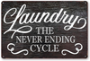 Goutoports Laundry Room Vintage Metal Signs Laundry Never Ending Cycle Decorative Signs Wash Room Home Decor Art Signs 7.9x11.8 Inch