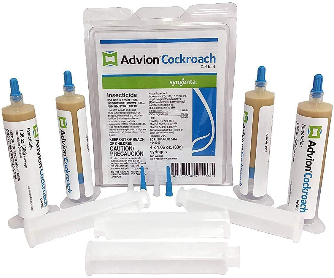 advion 383920 4 Tubes and 4 Plungers Cockroach German Roach Pest Control Inse, Brown