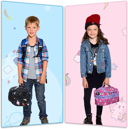 Lunch Bag for Girls,ChaseChic Insulated Lunch Boxes Bag for Kids Lightweight Lunch Organizer Leak-Proof Cooler Bag in Dual Compartment with Detachable Adjustable Shoulder Strap 3-18Years,Pink Cat