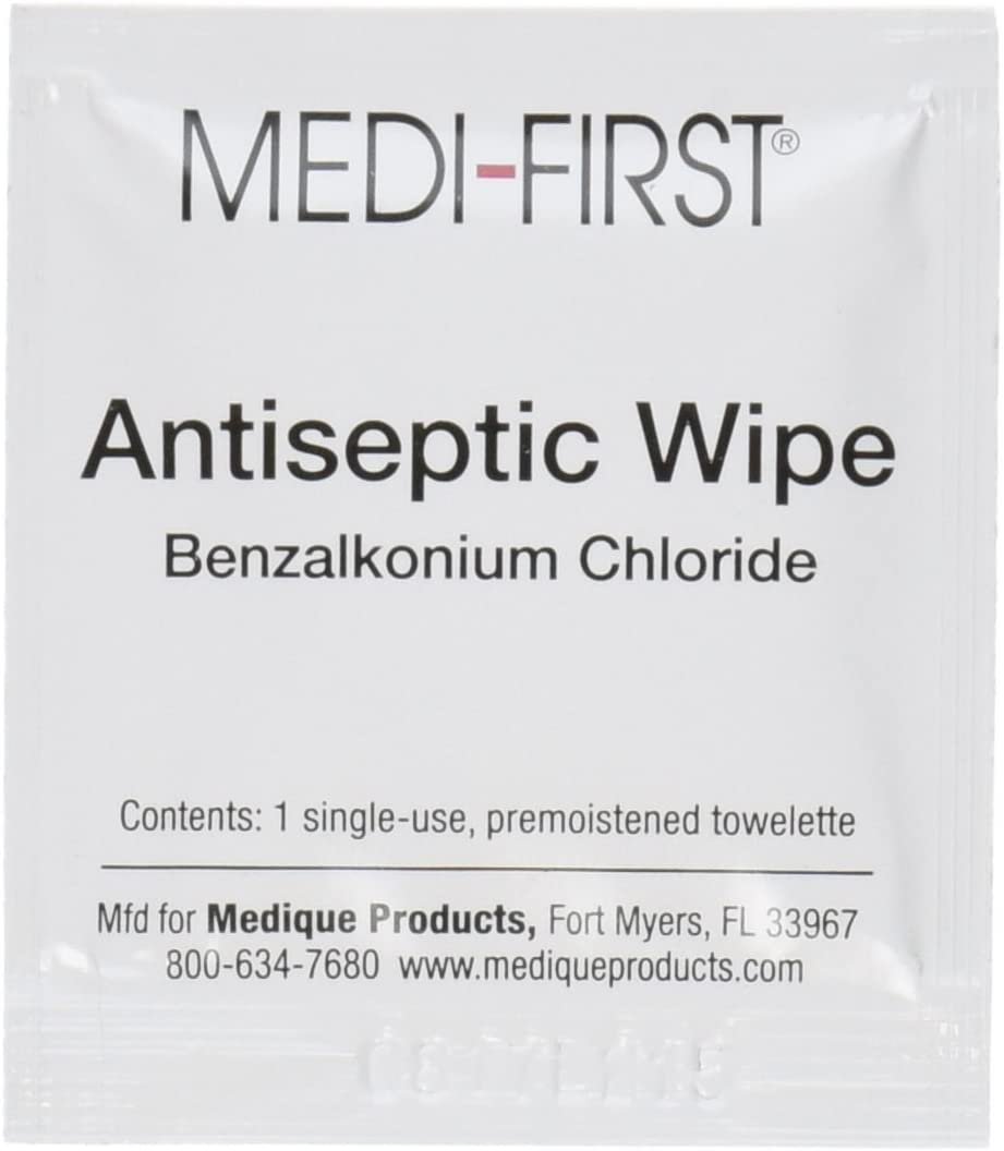 Medique Medi-First Antiseptic Wipes, Benzalkonium Chloride Cleansing Towelettes, 20 Pack - 21471