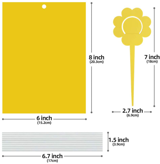 30-Pack Dual-Sided Yellow Sticky Gnat Traps for Indoor/Outdoor Flying Plant Insect Like Fungus Gnats, Whiteflies, Aphids, Leaf Miners, Thrips, Other Flying Plant Insects - 6x8 Inches