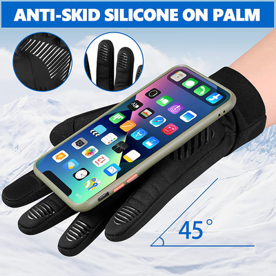Thermal Black Warm Gloves for Men Women Waterproof Touchscreen Non-Slip Gloves