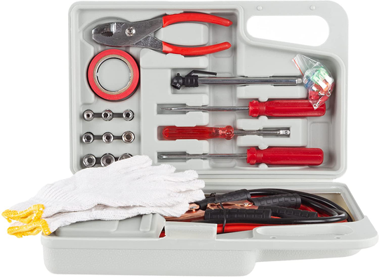 Roadside Emergency Car Kit – 30-Piece Set with Carrying Case, Jumper Cables, Tools, Gloves, and More