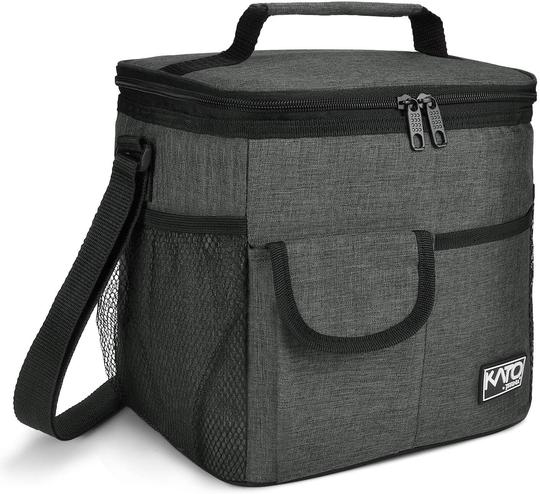 Large Insulated Lunch Bag for Women Men, 10L Leakproof Thermal Reusable Lunch Box for Adult & Kids, Tall Meal Prep Lunch Cooler Tote with Pockets for Office Work by Tirrinia, Charcoal