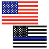 Set of 2 Flags - Thin Blue Line Flag and American Flag 3x5 Ft (Polyester, Blue & Red)