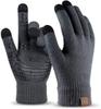 Winter Knit Gloves For Men And Women, Touch Screen Texting Soft Warm Thermal Fleece Lining Gloves With Anti-Slip Silicone Gel (Dark Gray-M)