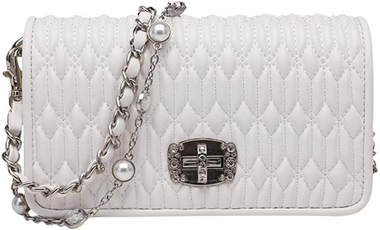 Women's Quilted Purses and Handbags Genuine Leather Quilted Chain Purse Shoulder Bag Small Crossbody Bag Purse