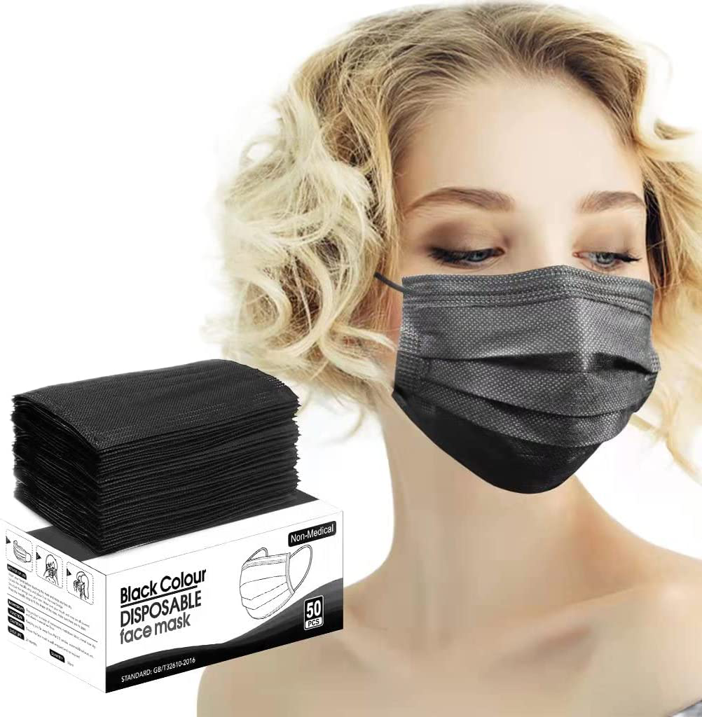 50 Pack Multicolor 3 Layer Disposable Face Masks Suitable For Adults And Teens