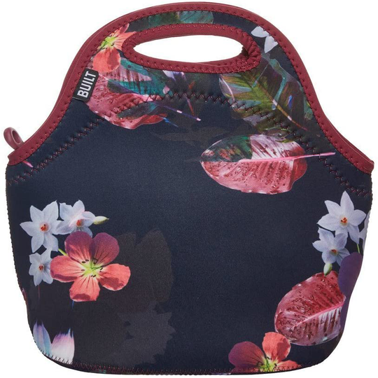 BUILT Gourmet Getaway Soft Neoprene Lunch Tote Bag - Lightweight, Insulated and Reusable Midnight Botanical 5227640