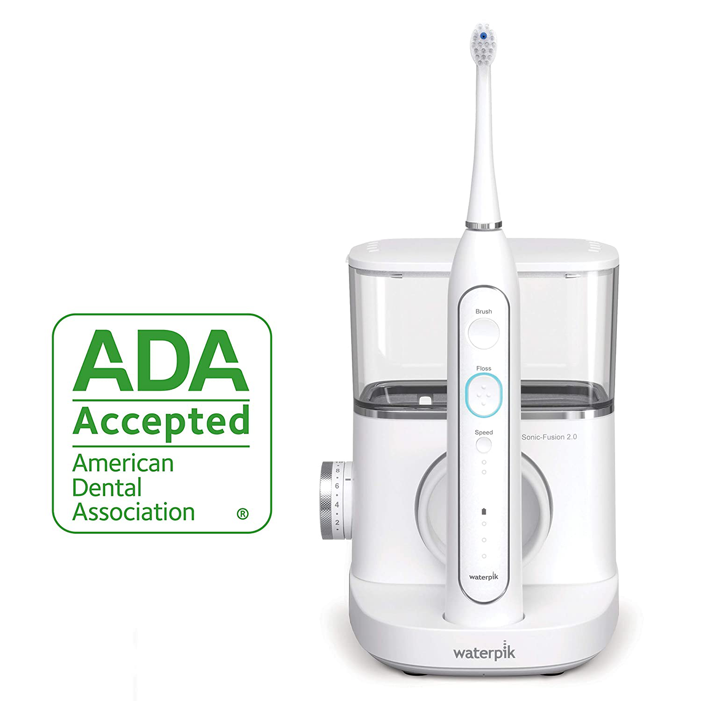 Waterpik Sonic-Fusion 2.0 Professional Flossing Toothbrush, Electric Toothbrush and Water Flosser Combo In One, White