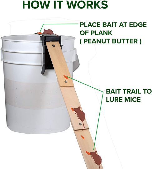 Walk the Plank Bucket Mouse Trap | Flip and Slide | Water-proof | Durable | Auto-reset - live or kill