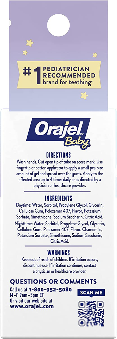 Orajel Baby Daytime and Nighttime Non-Medicated Cooling Gels for Teething, 2 tubes, 0.18 oz each