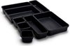 Interlocking Drawer Organizer Bins - Durable Plastic, Various Sizes for Custom Layout Design. Great for Desk Drawer, Tool Box or Garage Organization. (Black | 8-Piece Set)