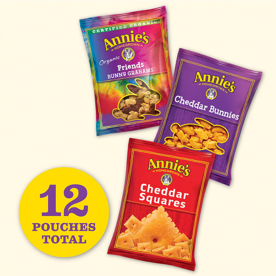 Annie's Variety Pack, Cheddar Bunnies, Bunny Grahams, Cheddar Squares, 12 ct