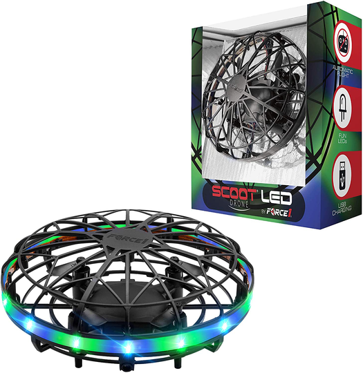 Force1 Scoot LED Hand Operated Drone for Kids or Adults - Hands Free Motion Sensor Mini Drone, Easy Indoor Small UFO Toy Flying Ball Drone Toy for Boys and Girls (Green/Blue)