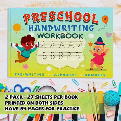 Handwriting Workbooks for Kindergarten Preschool- Alphabet & Number Tracing Learning Writing Paper with Lines, Kindergarten Preschool Workbook for Age 2 3 4 5 Year Old Kids, Homeschool Supplies
