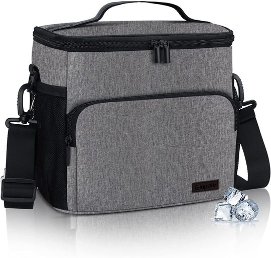 Leakproof Lunch Bag for Men Women Lunch Cooler Bag Insulated Lunch Box Organizer Large Lunch Bags with Adjustable Shoulder Strap Adult Reusable Lunchbag Work Picnic (Grey), by Gloppie