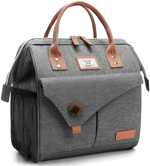 Lekesky Insulated Lunch Bag for Women Lunch Box Leakproof Reusable Cooler Bag for Adult Outdoor Work, Grey