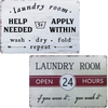 Laundry Room Open 24 Hours Vintage Metal Sign Washroom Wall Decor Vintage Laundy Room Sign for Home Decoration 2Pcs-8X12Inch