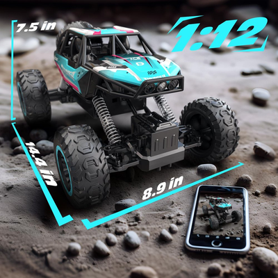 1:12 4WD RC Truck - 2.4Ghz RC Monster Truck with Metal Shell and Light, Remote Control 