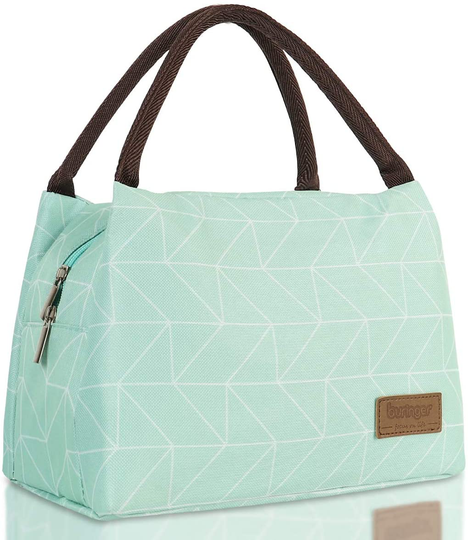 Buringer Reusable Insulated Lunch Bag Cooler Tote Box Meal Prep for Men & Women Work Picnic or Travel (Geometry Green)
