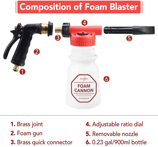 HOUSE DAY Foam Cannon Gun Soap Car Washer Gun Snow Foam Lance Foam Blaster Car Wash Sprayer Fit Garden Hose for Car Home Cleaning and Garden Use Cleaning Kit