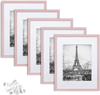 upsimples 11x14 Picture Frame Set of 5,Display Pictures 8x10 with Mat or 11x14 Without Mat,Wall Gallery Photo Frames,Pink