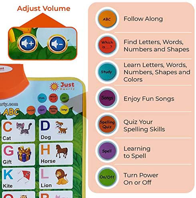 Just Smarty Interactive Alphabet Learning Poster | Toddler Toys | Toddler Toys Age 2-4 | Boys Toys | Kids Toys 2 3 4 5 | Toys for 2 Year Old Boy | Toys for 3 Year Old Boys | Toys for 2 Year Old Girls