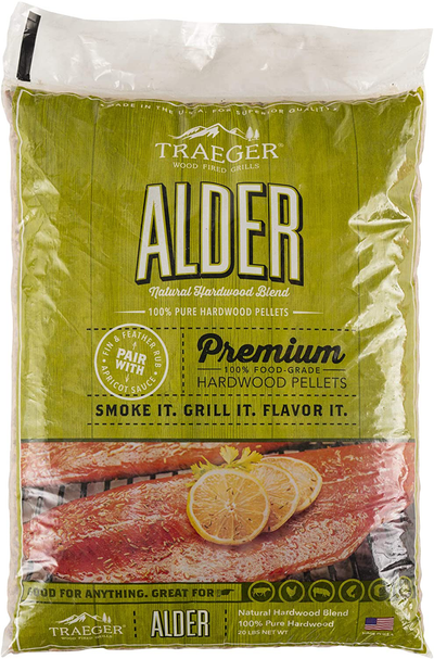 Traeger Grills PEL307 Alder 100% All-Natural Hardwood Pellets Grill, Smoke, Bake, Roast, Braise and BBQ, 20 lb. Bag