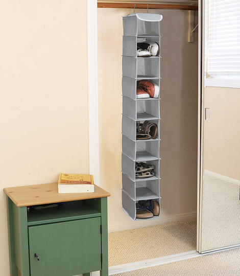 Simple Houseware 10 Shelves Hanging Shoes Organizer Holder for Closet, Brown