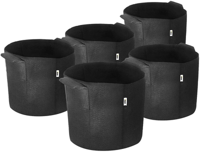 5 Pack Plant Grow Bags Aeration Fabric Pots Heavy Duty Durable Container