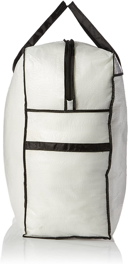 Household Essentials 2622 MightyStor Large Storage Bag with Handles | Clothing and Linen Storage Bag | White Tarp with Black Trim