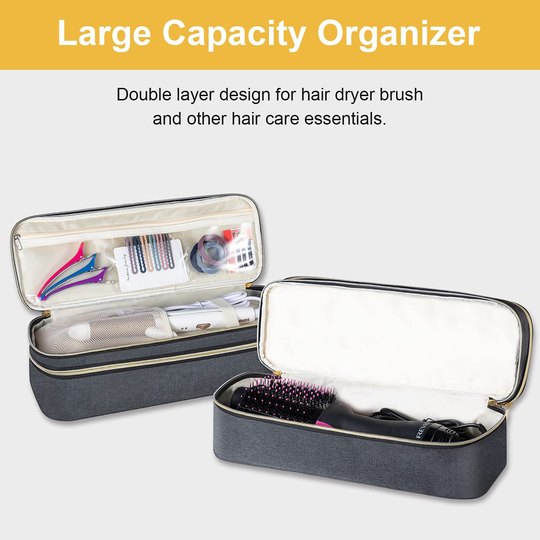 Travel Case for Revlon One Step Hair Dryer & Styler Volumizer, Blow Dryer Brush, Double-Layer Travel Storage Carrying Bag Compatible with Hot Tools Hot Air Brush & Styling Tools Accessories(Case Only)