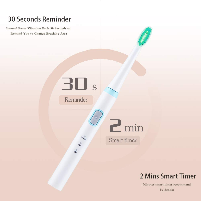 Sonic Electric Toothbrush 2 Modes, 2-Minute Built-in Timer, USB inductive Charging, and 2 Dupont Brush Heads