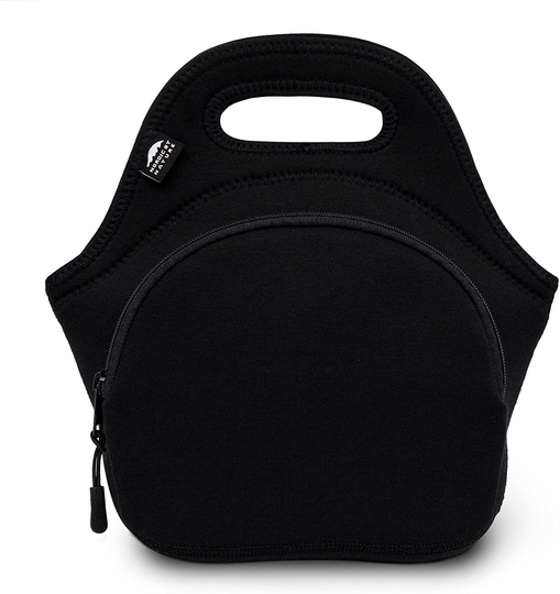 Nordic By Nature Neoprene Lunch Bag for Women & Lunch tote for Kids Insulated Lunch bag Reusable Washable Extra Thick Neoprene & Soft Cotton Feel, Premium Stitching, Outside Pocket, (M) Grey/Black