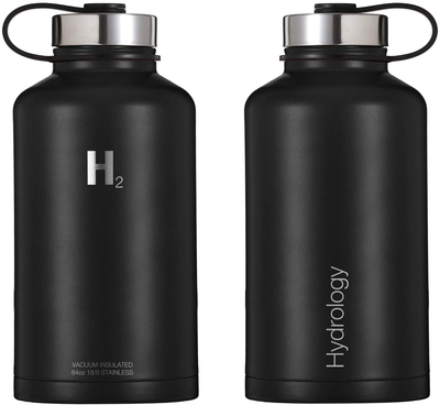 H2 Hydrology Water Bottle - 18 oz, 22 oz, 32 oz, 40 oz, or 64 oz with 3 LIDS Double Wall Vacuum Insulated Stainless Steel Wide Mouth Sports Hot & Cold Thermos