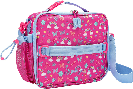 Bentgo Kids Prints Lunch Bag - Double Insulated, Durable, Water-Resistant Fabric with Interior and Exterior Zippered Pockets and External Bottle Holder- Ideal for Children of All Ages (Rainbow)