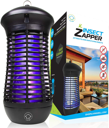 Livin’ Well Bug Zapper - 4000V High Powered Electric Mosquito Zapper, Fly, Mosquito Trap with 1,500 Sq. Feet Range and 18W UVA Mosquito Killer Bulb
