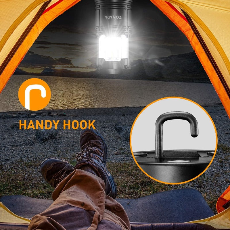 4 Pack Portable LED Lanterns w/ Magnetic Bases - Battery Powered, Ultra-Bright, Hanging Hook