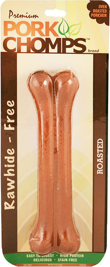 Pork Chomps Roasted Pressed Pork Skin Dog Chew, 7-inch Bone, 1 Count