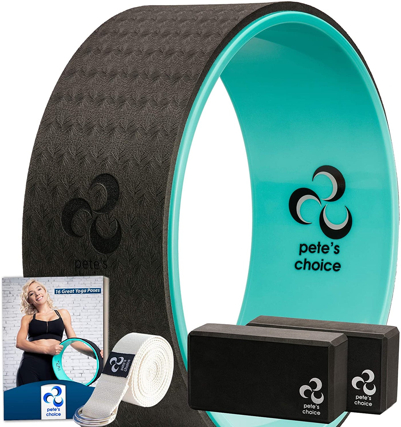 pete's choice Yoga Wheels with Yoga Strap & Exercise Guide | Comfortable & Durable Yoga Balance Accessory | Increase Flexibility | Improve Posture
