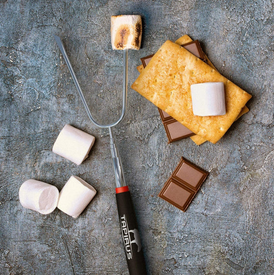 Tapirus Marshmallow Roasting Sticks – Set of 4 Telescoping Campfire Sticks - Protect Kids with Insulated Handle Holders – Extendable, Retractable and Collapsing – Heavy Duty Metal Camping Equipment