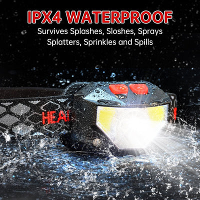 2 Packs Rechargeable LED Headlamp, IPX4 Waterproof Head Flashlight, 6 Modes Motion Sensor Headlamp, 60°Tilt Flashlight Headlamps 800 Lumen Headlight for Hiking, Camping, Running, Fishing