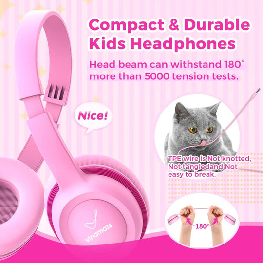 Wired Headphones with Safe Volume Limiter, Adjustable and Flexible for Kids