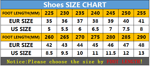 Women's Air Cushion Breathable Running Shoes Size Chart